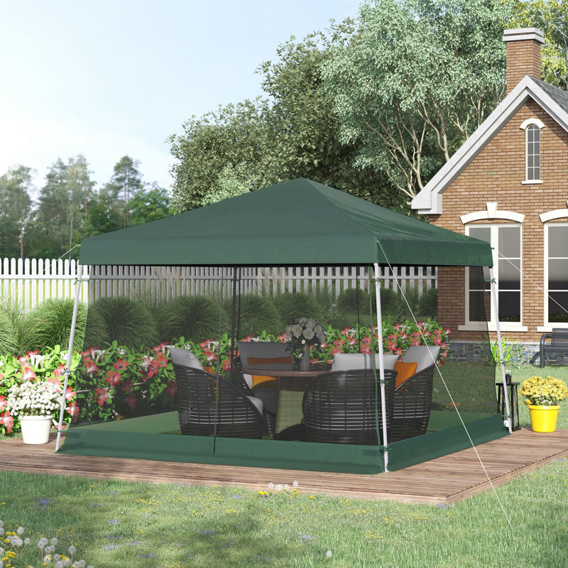 Tente à auvent inclinable avec filet Outsunny, Vert