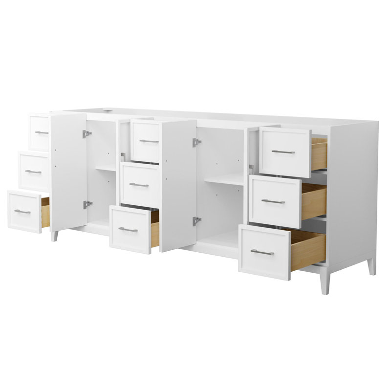 Elan 83'' W Double Bathroom Vanity Base, White/Brushed Nickel