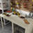 Oak-Finish Garage Work Bench With Mesh Cabinet Door And Adjustable Shelf