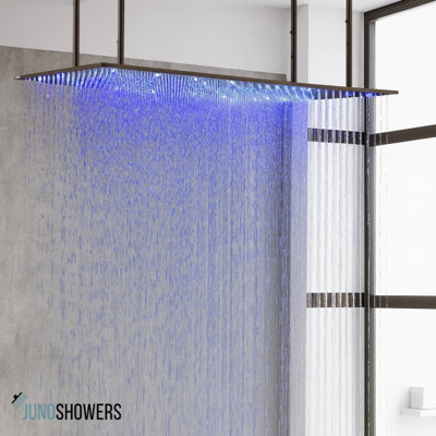 Juno Dark Oil Rubbed Bronze Rectangular Ceiling Mount LED Rain Shower Head