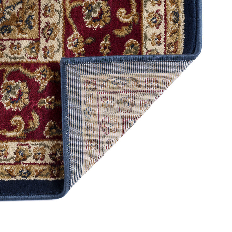 Tapis oriental bleu marine / rouge Clarence, Tapis de couloir 2 pi 3 po x 7 pi 3 po