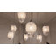 Lustre noir 24 lumières avec pendentifs en verre blanc-501529428