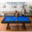 Table de billard 7 pi pour la maison, table de billard moderne avec finition en bois noir, comprend des queues, des balles et des accessoires-129867223
