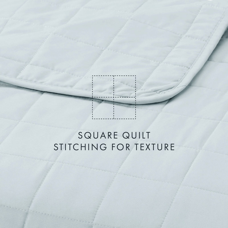 Pale Blue Full Microfiber Quilted Coverlet Set