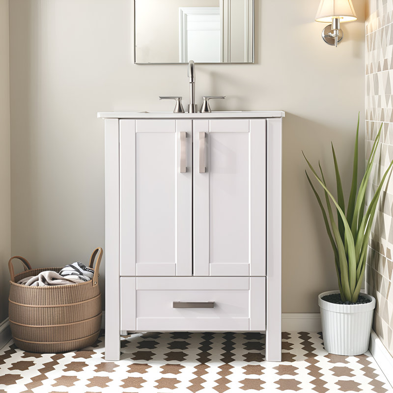 Ensemble de meuble-lavabo simple blanc 24 po