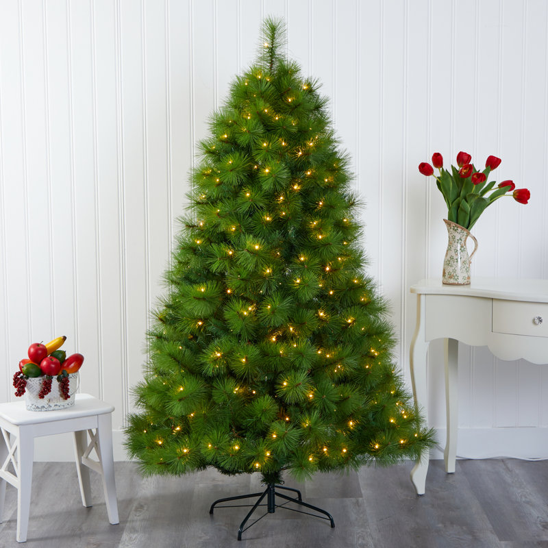 Lighted Artificial Pine Christmas Tree, 6' H