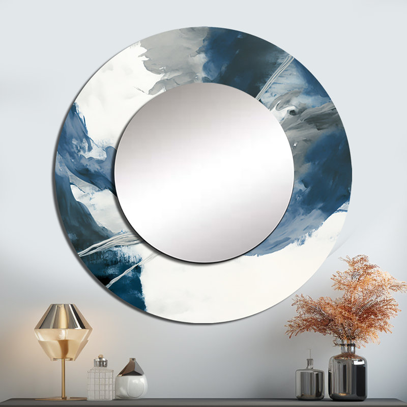 Feeling Honolulu Blue X - miroir à encre liquide, miroir mural décoratif rond moderne, impression d'art en métal