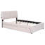 Lit rembourré avec motif à rayures et espace de couchage supplémentaire beige - Transformez votre chambre à coucher en une retraite confortable avec des lumières à DEL et un lit gigogne multifonctionnel-1611788226