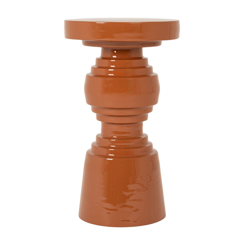 Table d'appoint piédestal en métal terre cuite