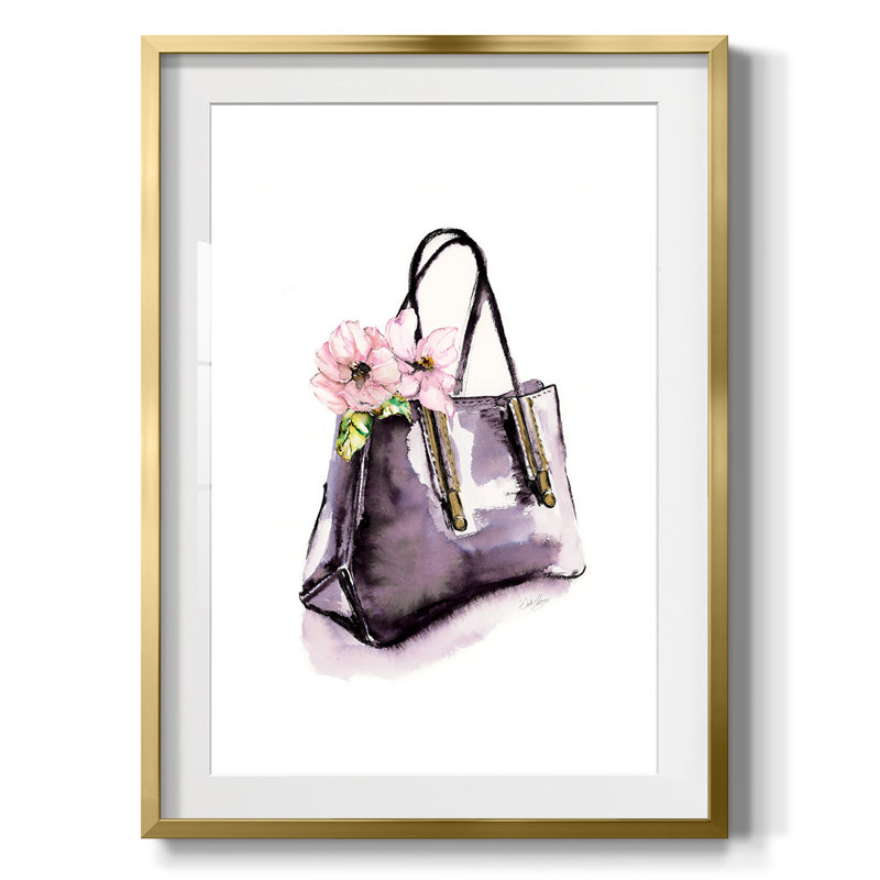 Sac à main avec imprimé floral, H 28,5 po x l 20,5 po, Doré