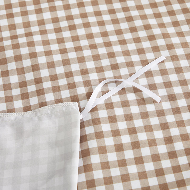 Housse de couette en vichy Andency pour lit très grand, ensemble de literie à carreaux brun clair à carreaux brun clair, housse d'édredon en microfibre pré-lavée 3 pièces avec fermeture à glissière et attaches d'angle