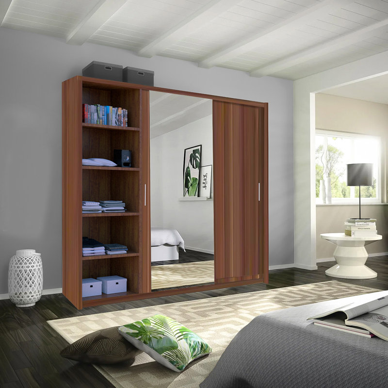 Ludora 3 Door Manufactured Wood Wardrobe, Walnut
