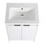 Meuble-lavabo autoportant blanc brillant avec lavabo en résine de 24 po, fonctionnalité esthétique moderne, style et fonction à fermeture silencieuse,