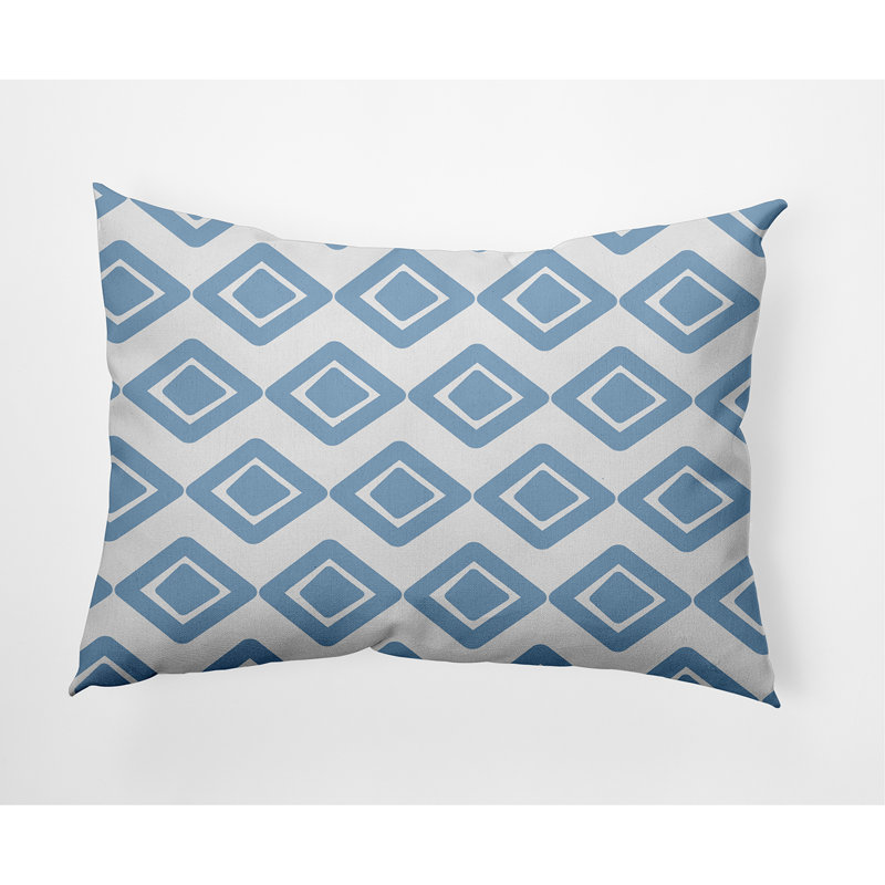 Diamond Geometric Outdoor Reversible Throw Pillow, Blue