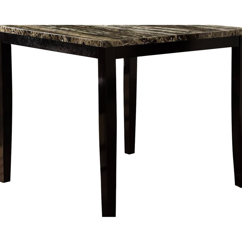 Modern Square Dining Table With Dark Brown Faux Marble Top And Birch In Veneer