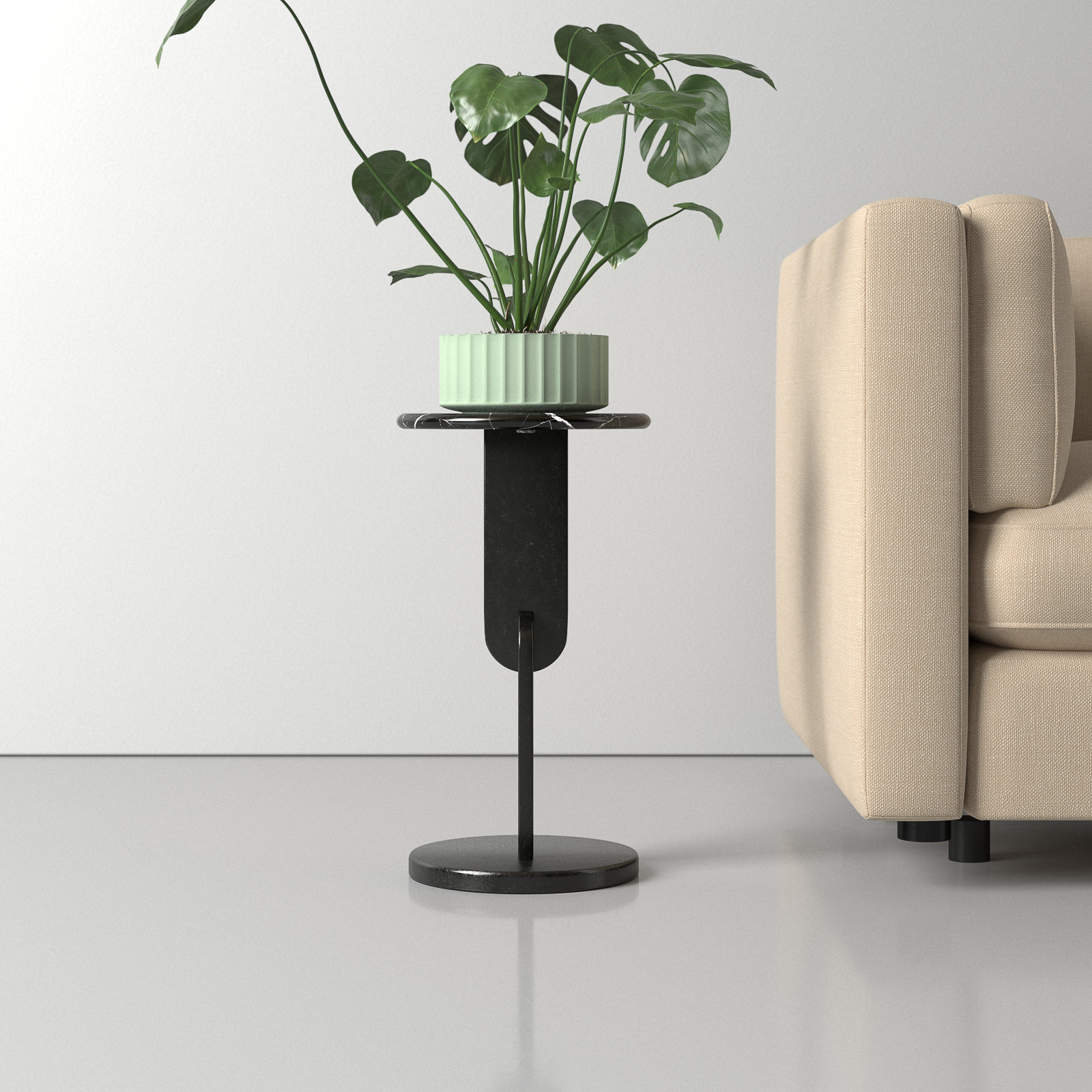 Kielle End Table, Black, Black Marble