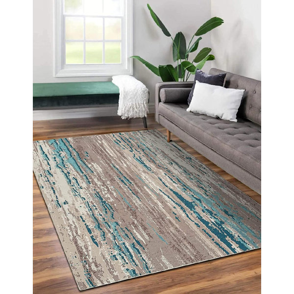 17 Stories Flatweave Machine Washable Abstract Rug | Wayfair