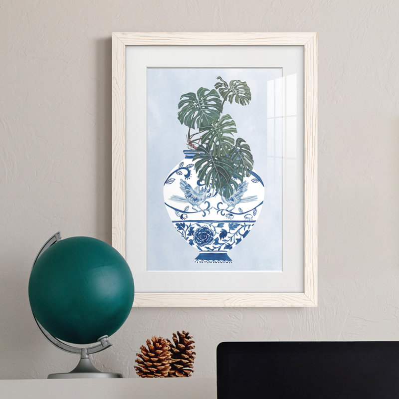 Vase au clair de lune II - peinture encadrée, Cadre blanc, H 32 po x l 23 po x P 1 po