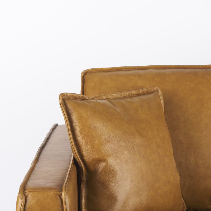 Ladanian 65” genuine leather loveseat with armrests