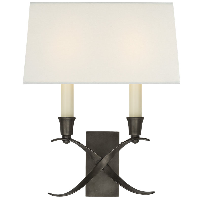 Chapman & Myers Cross Bouillotte Small Sconce, Bronze, Fabric