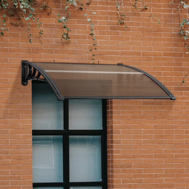 Auvent de fenêtre en polycarbonate, auvent de patio, Brun / noir