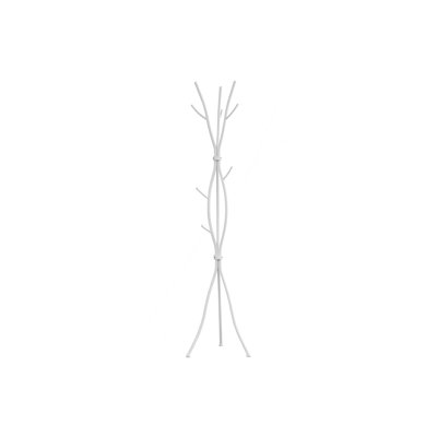 Coat Rack, Hall Tree, Free Standing, 11 Hooks, Entryway, 74"H, Bedroom, White Metal, Contemporary, Modern