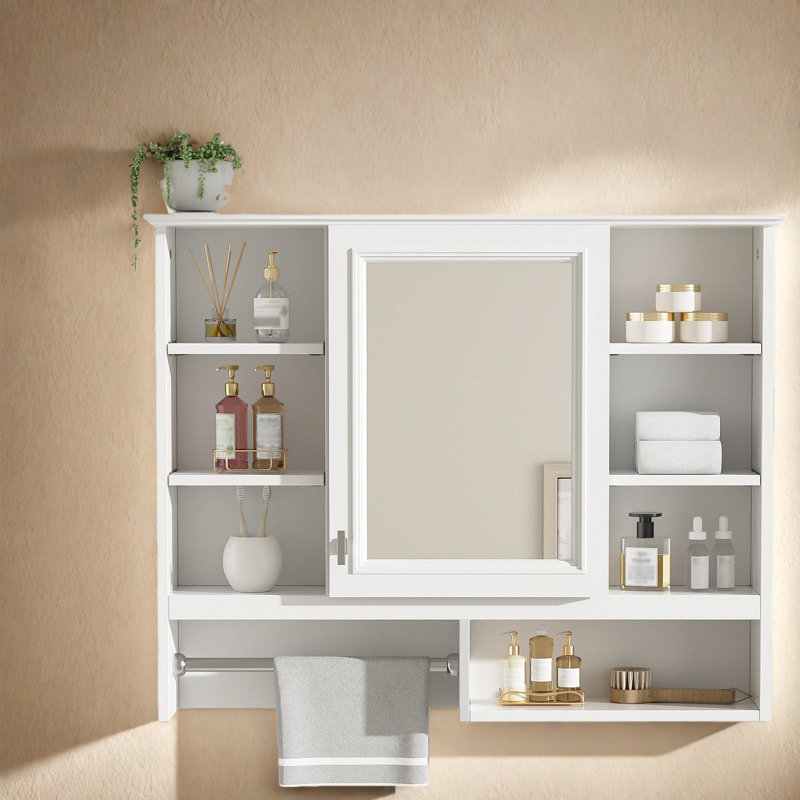 Medicine Cabinets With Storage, 35 Inch Mdf Wood Modern Wall Mount For Home