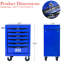 Rolling 6 Steel Tool Storage Box, 20" Black & Blue, Bearing Slides, 4 Universal Wheels, Lockable With Key Blue Chest Wheels  2 Brake , Lockable, Pull Handle For Movement-1559927135