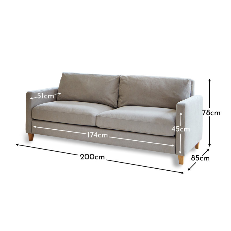 Aharshi Lush Sofa, 3 seater, Soft Beige, Pale Oak