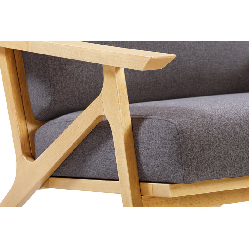 Chaise longue Cue en chêne naturel gris, Polyester gris / naturel
