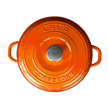 Lava Cast Iron Lava Enameled Cast Iron Skillet 3 Quart./10 inch-Combo Deep Frying Pan with Lid Color: Orange LV Y DTV KTV 26 O