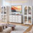 72" Tall Bookshelf with 4 Curved Glass Doors, Farmhouse Bookcase with 3-Tier Adjustable Shelves, Modern Living Room Display Cabinet, Large Storage Cabinet for Home Office,Dining Room (White)-1853755244