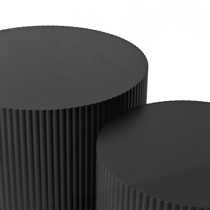 Ensemble de 2 tables basses gigognes Wave Stripe, Noir