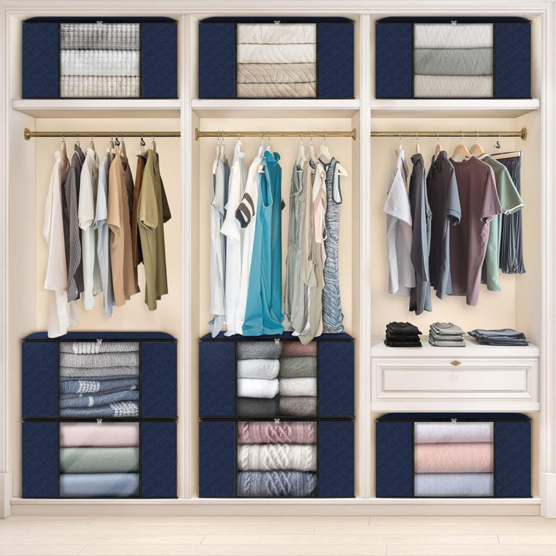 8 Pack Clothes Storage, Foldable Blanket Storage Bags, Storage Containers For Organizing Bedroom, Closet, Clothing, Comforter, Organization And Storage With Lids And Handle