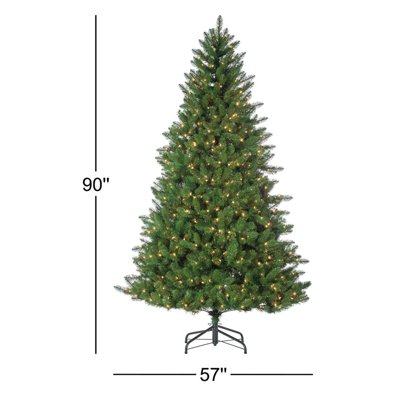 Lighted Artificial Pine Christmas Tree, 7.5'