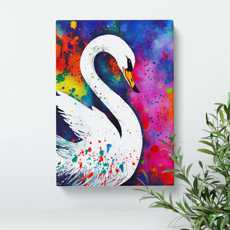 Swan Paint Splash No.3 Abstract - Wrapped Canvas, 50cm H x 35cm W x 3cm D