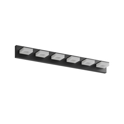 Luminaires de salle de bain DEL modernes (6 lumières, 39 pouces), luminaires muraux de salle de bain modernes en acrylique noir mat sur miroir (blanc froid 6000K)