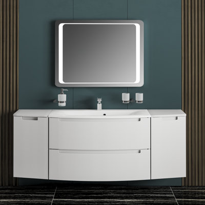 Kinlynn 31.3'' Wall Mounted Single Bathroom Vanity with Acrylic Top with Mirror
