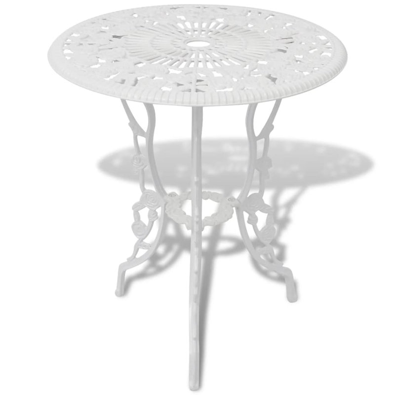 Ensemble bistro d'extérieur moyen en aluminium coulé blanc