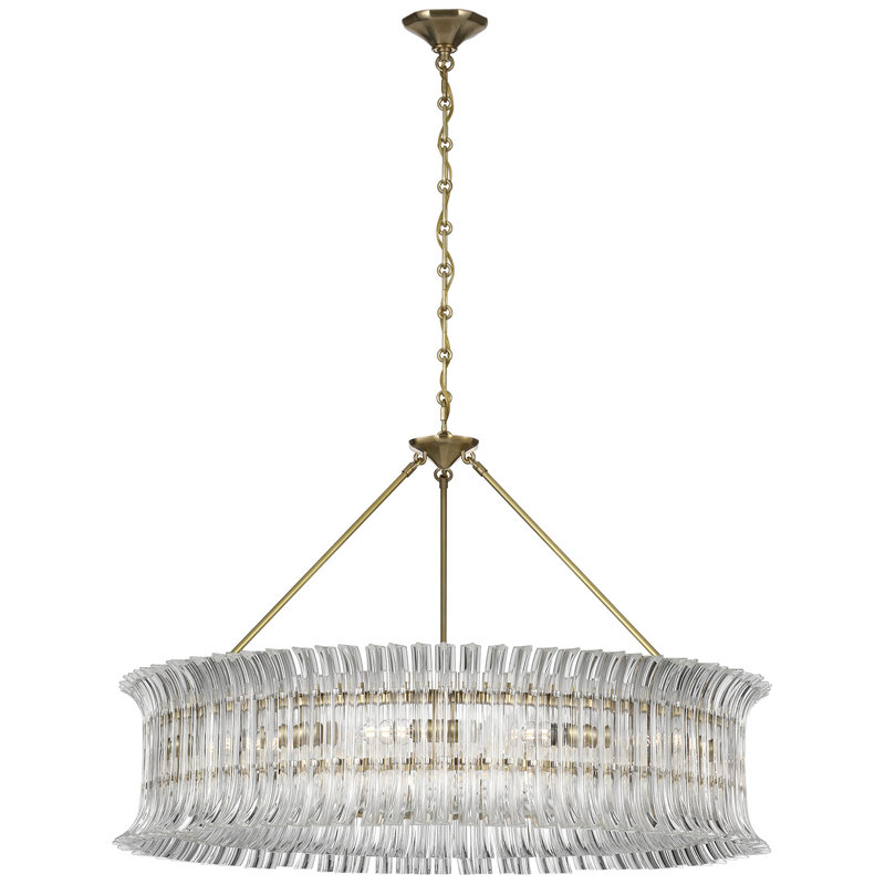AERIN Rhine 36" Ring Chandelier with Crystal, Hand-Rubbed Antique Brass