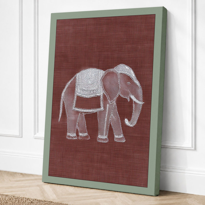 Ornamental Elephant Minimalist - Print, 24x16 - 61.0 x 40.6 cm, Sage Border