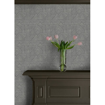 Crescendo Dark Grey Block Geometric Wallpaper
