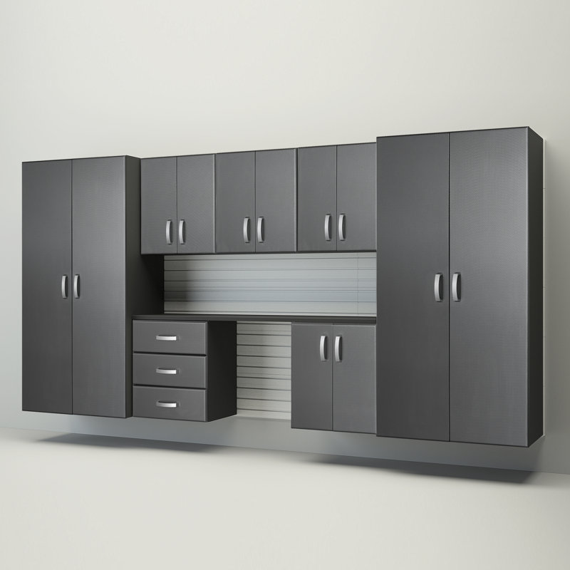 Deluxe 7 Piece Complete Storage System, Silver Carbon/White