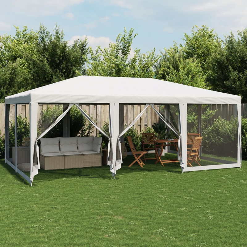 Manatuto 3m x 3m Steel Party Tent, 280cm H x 600cm W x 400cm D, White