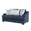 Canapé deux places Marie, coussins réversibles, 4 coussins décoratifs, chenille bleue