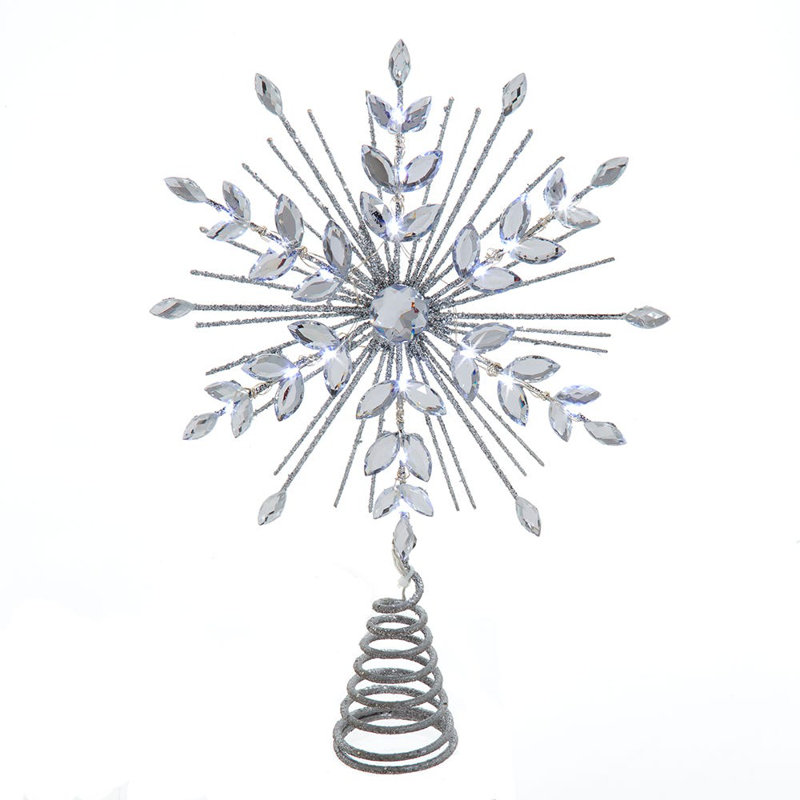 Elegant Gold and White Angel Tree Topper with Feather Wings