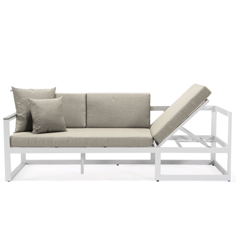 Ensemble de conversation d'extérieur en aluminium avec canapé, causeuse et table basse Chelsea, Beige