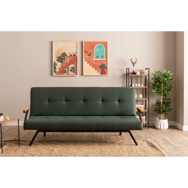 Élégant canapé-lit à 3 places, tissu de lin, 31,5 po x 25,2 po x 70,9 po | Structure 100% métal, 50 coussins en mousse à densité moyenne dure | Conception polyvalente pour le salon et la chambre d'amis, facile à nettoyer, pieds en métal démonté
