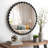 Metal-Framed Beaded Wall Mirror ,Circular Accent Mirror in Black.-1200403376-1200403377