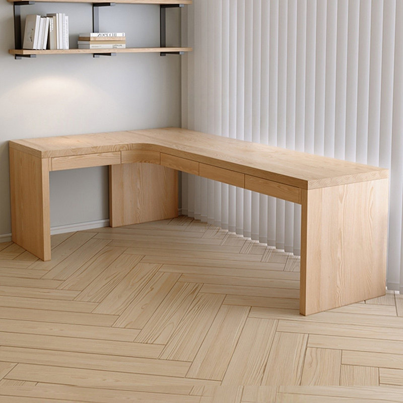 Bureau en bois massif en L Burlywood, H 29,53 po x l 78,74 po x P 47,24 po, Left Hand Return